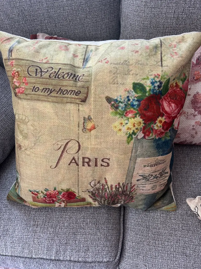 Parisian Floral Throw Pillow