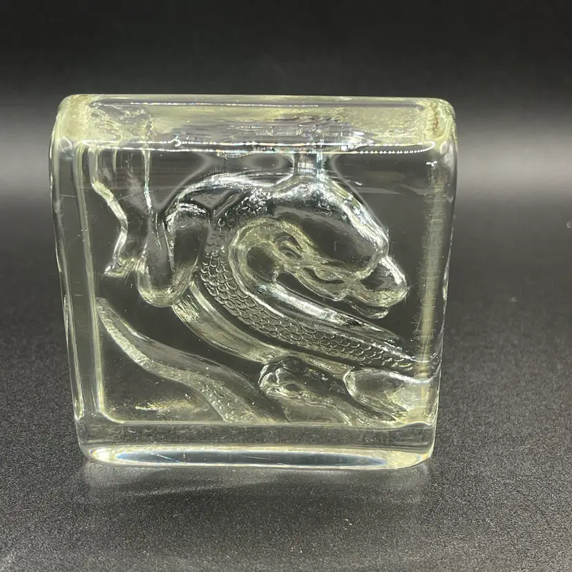 Vintage Clear Glass Reptile Paperweight