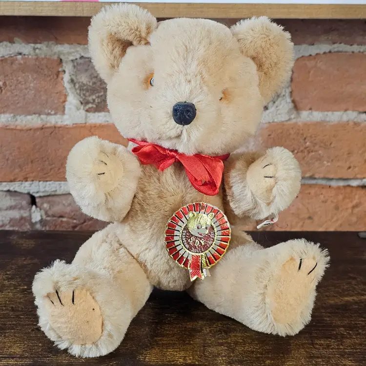 Vintage 1970's Shanghai Dolls Factory S.D.F. Pure Wool Teddy Bear Pier 1 Imports Original Tag