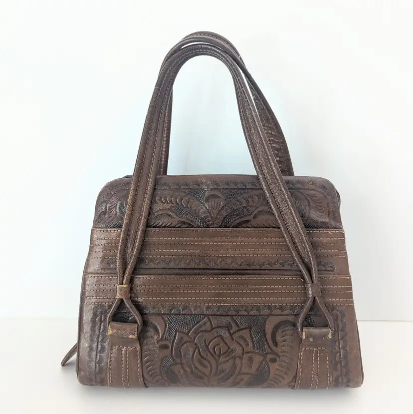 VTG Genuine Hand Tooled Leather Purse Handmade in Mexico