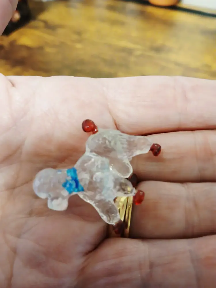 Vintage mini Poodle Figurine with Red Accents