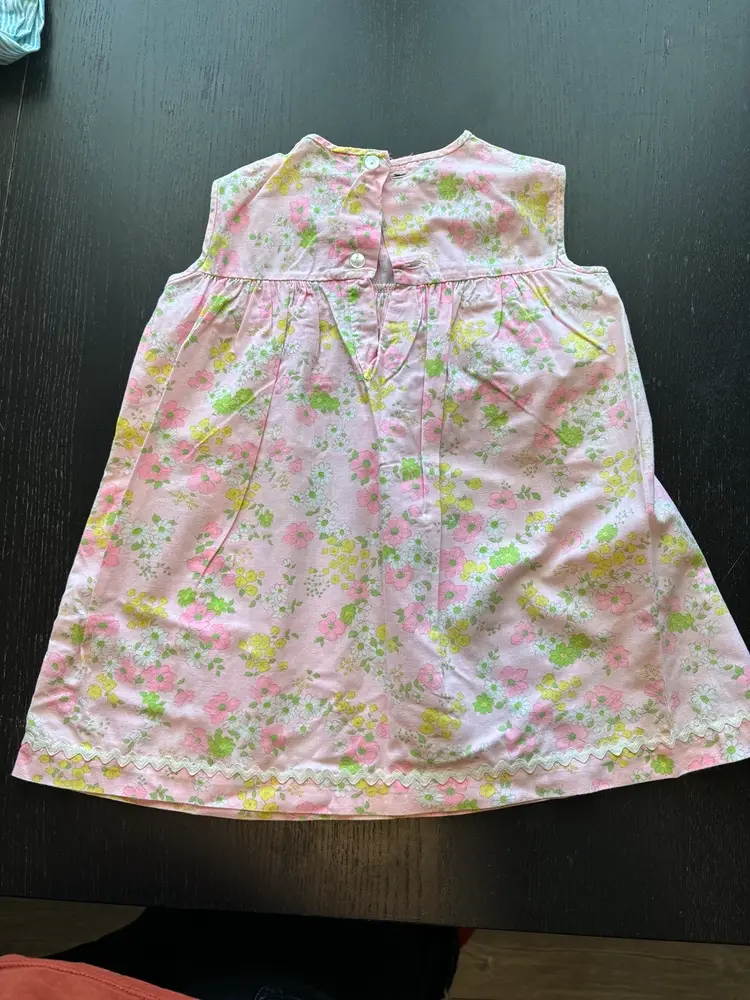 Vintage Baby Girls Mini Mod Dress Floral Pink And Yellow 