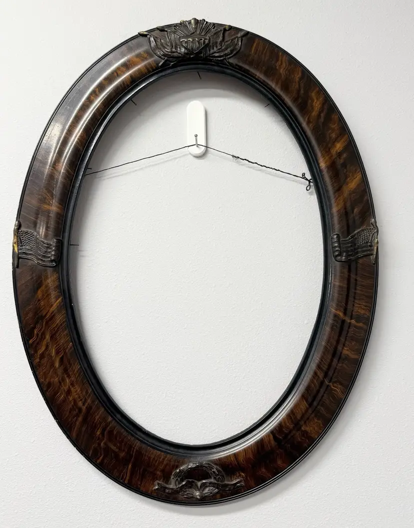 Vintage Military USA STAR Flag Oval Portrait Wood  Frame No Glass