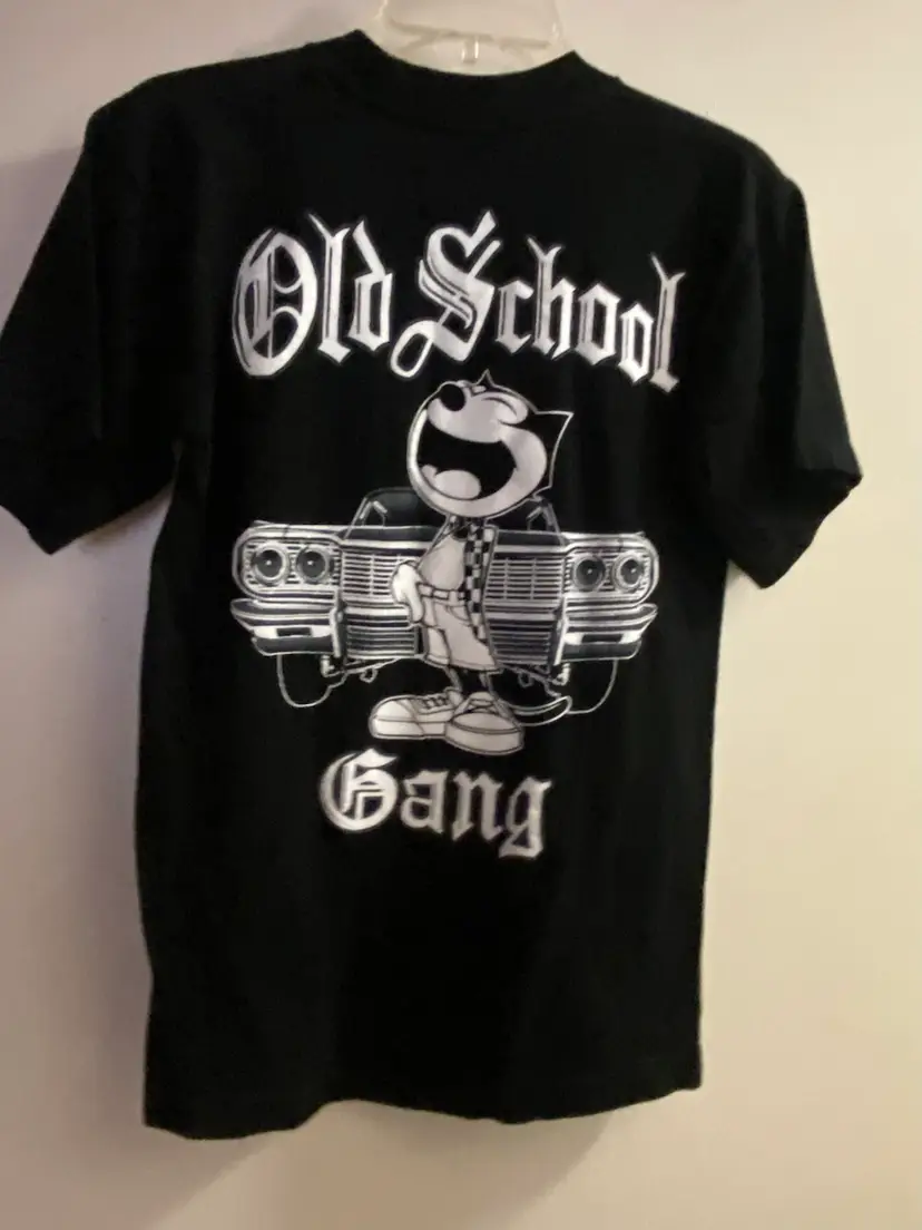 Old School Gang Thump Mens Tee T Shirt S Small Cat & Car Black & White