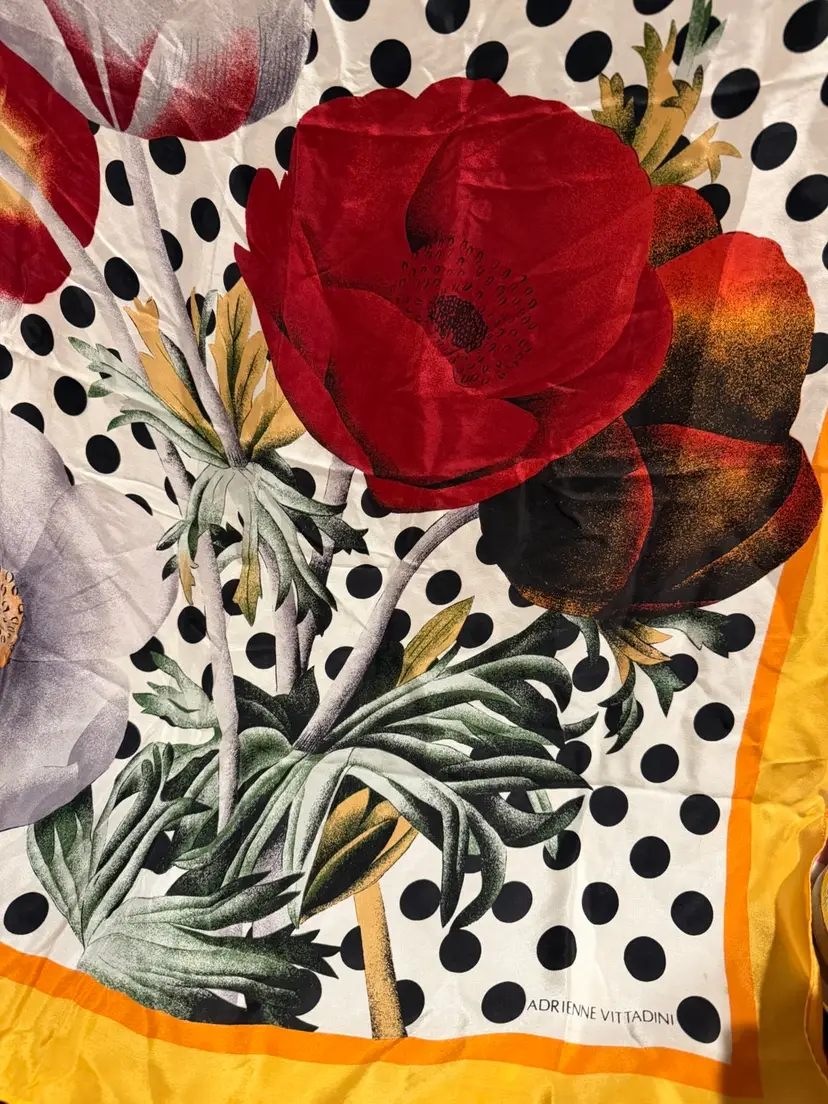 Adrienne Vittadini Floral Silk Scarf ~30” x 30”