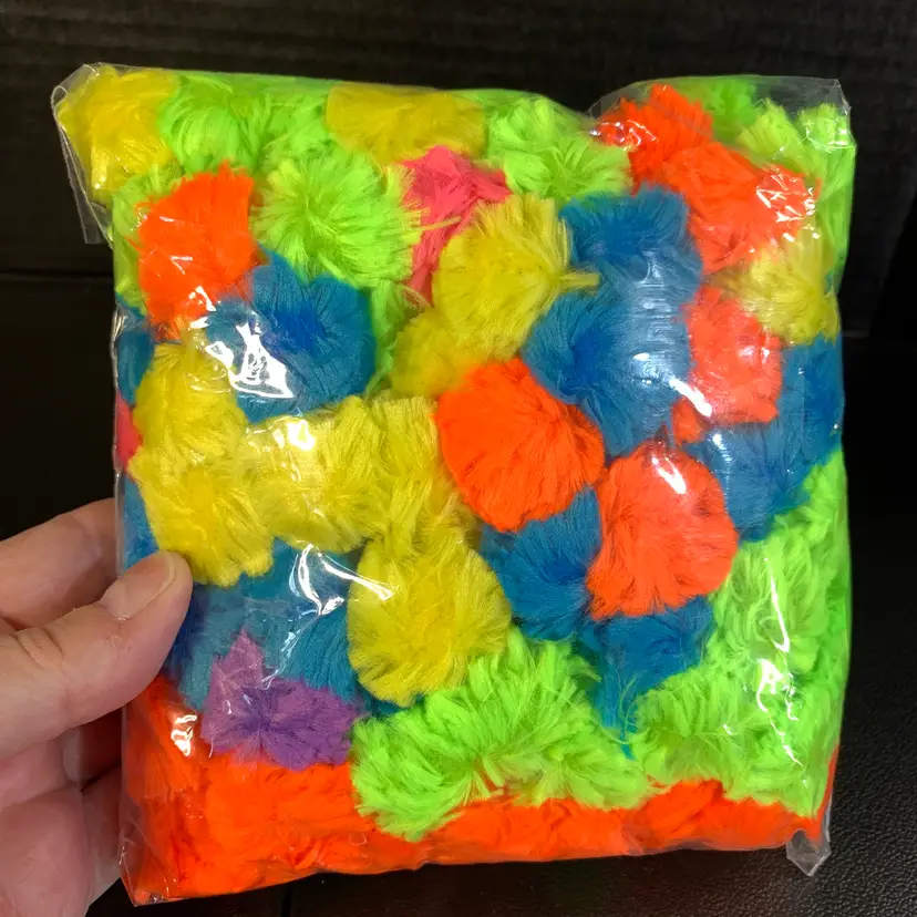 Bag of Bright Colored Pom Poms