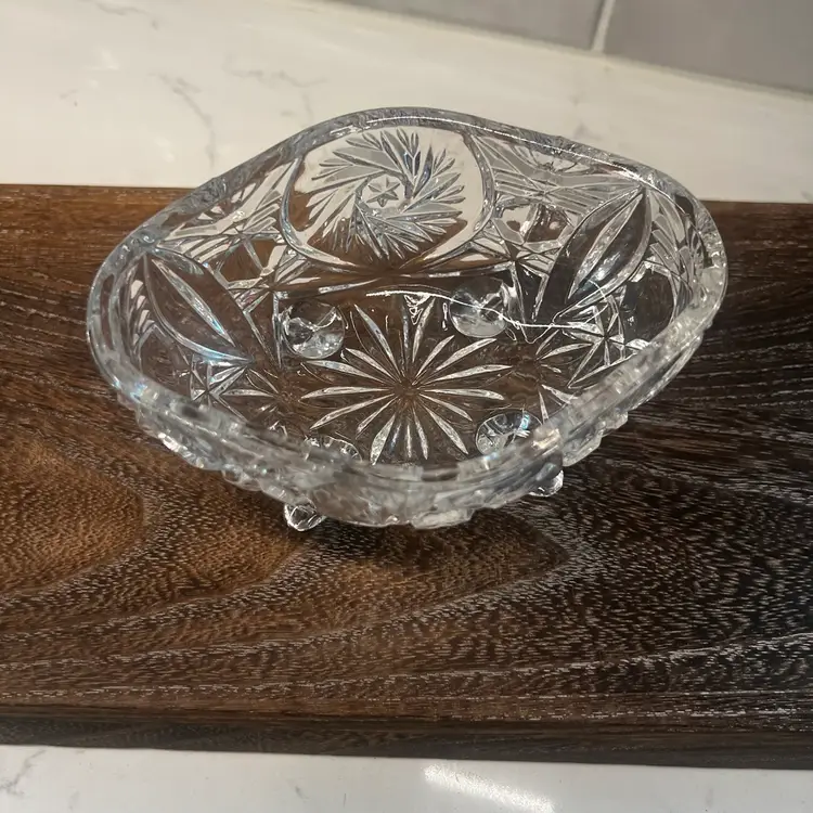 Vintage Art Deco Style Heavy Crystal Glass Bowl / Bonboniere 1940s