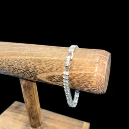 Vintage Rhinestone Bracelet With Fold Over Clasp 6 3/4” Long