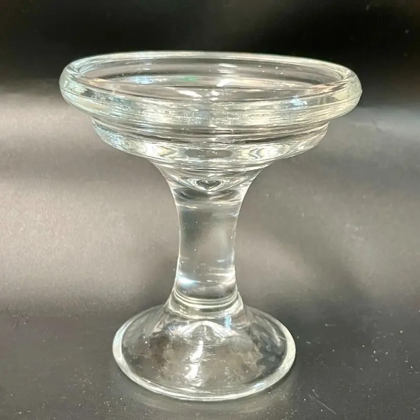 Fairy Lamp Base- Vintage Clear Glass- 4.25” Tall. 3.75” Diameter