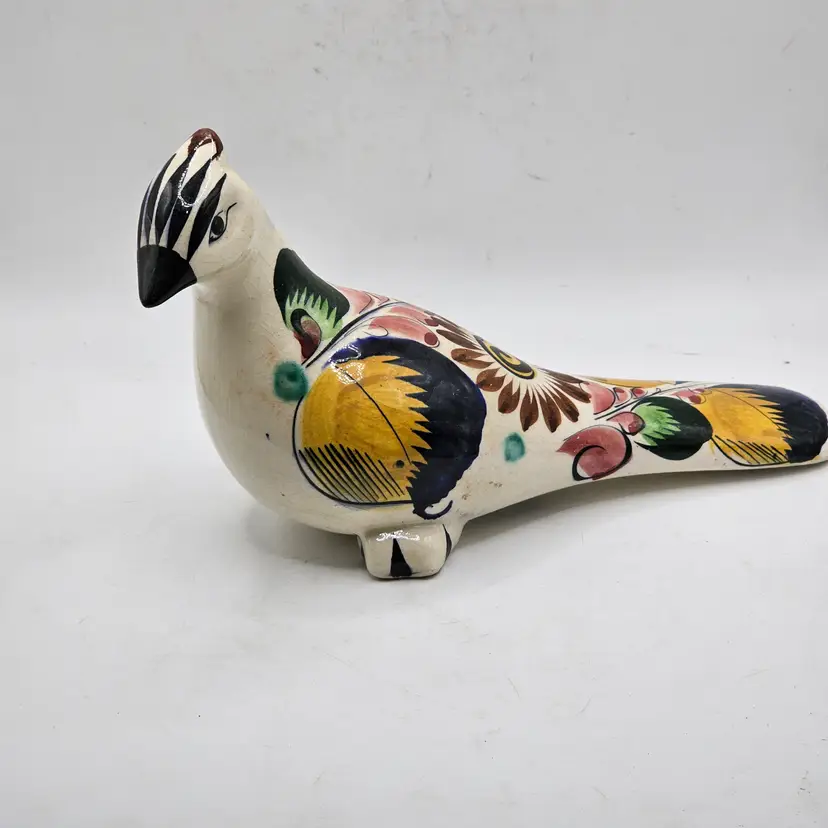 Tonala Bird Quail Ceramic Mexico Signed RS Figurine Sculpture