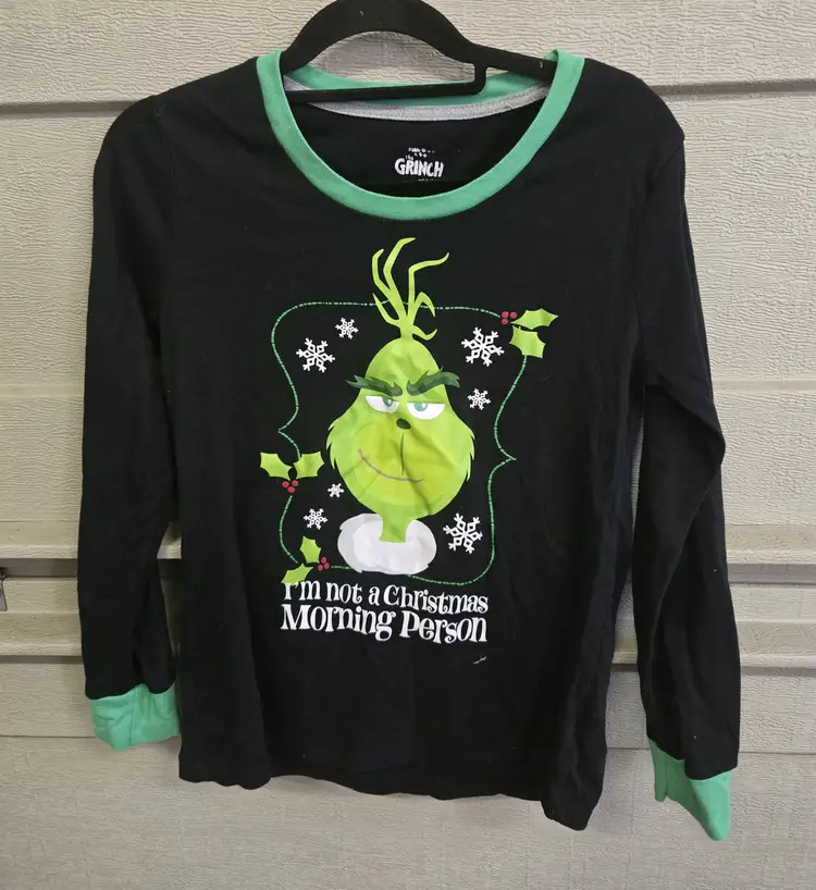 Dr. Seuss Grinch Not a Christmas Morning Person Ladies Pajamas Top Size Medium