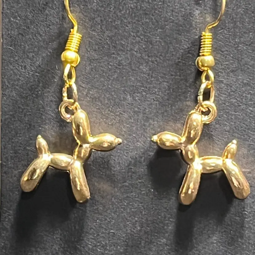 Gold, Balloon, Dog Earrings Made By Me