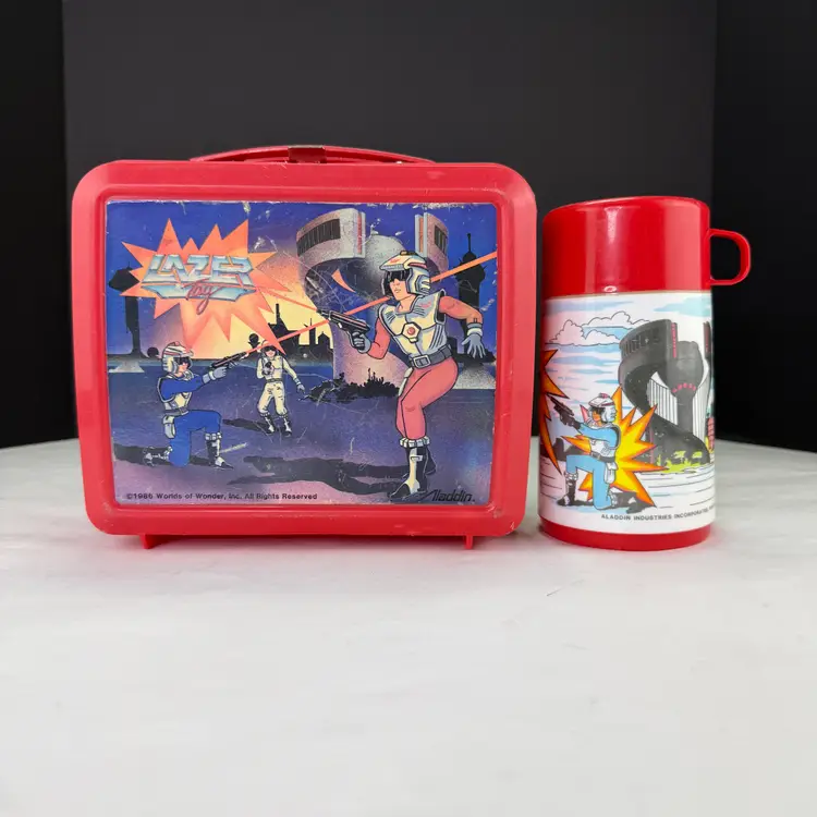 Vintage World of Wonder 1986 Aladdin Lazer Tag Lunch Box & Thermos Set
