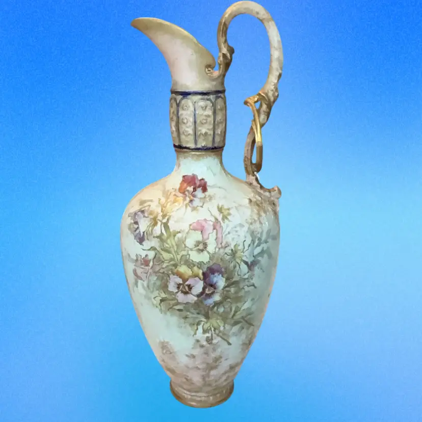 Austrian Hand Painted Floral Amphora Vase