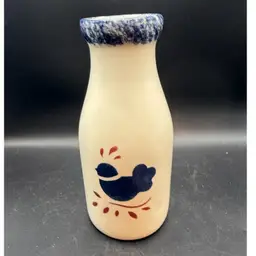 Beaumont Brothers Pottery Chick Spongeware Milk Bottle