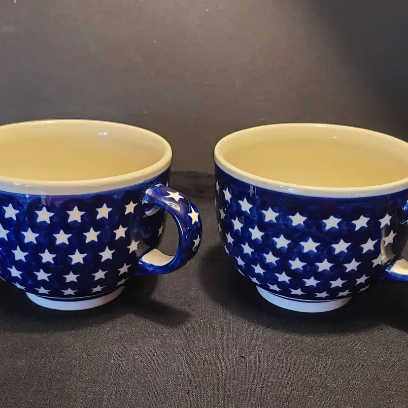 (2) Americana Pattern Zaklady Ceramiczne Boleslawiec Polish Pottery Mugs