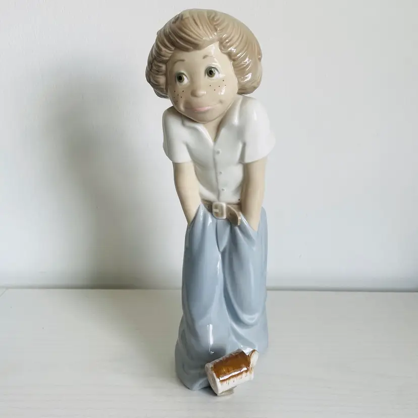 Zaphir “ Boy Kicking Can” Porcelain Figurine  11” Made In Spain