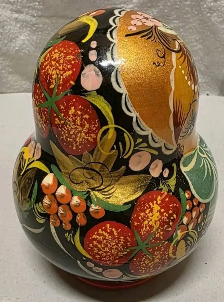 Vintage Russian Matroyshka Nesting Dolls 10 Pc Wooden 1998 Folk Art Hand-painted Signed