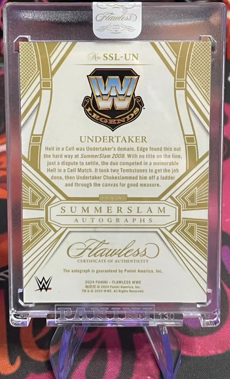 Undertaker 2024 Summerslam 08’ WWE Panini Flawless SSL-UN Gold On Card Auto 6/10 SSP “Encased”
