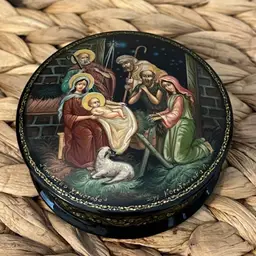 Russian Lacquer Box With Nativity Scene