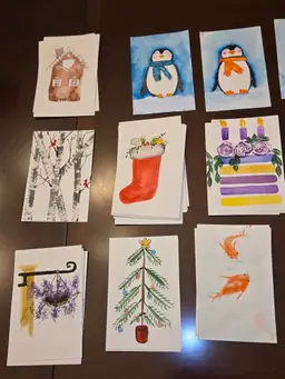 Handpainted Watercolor Card Choice of 1