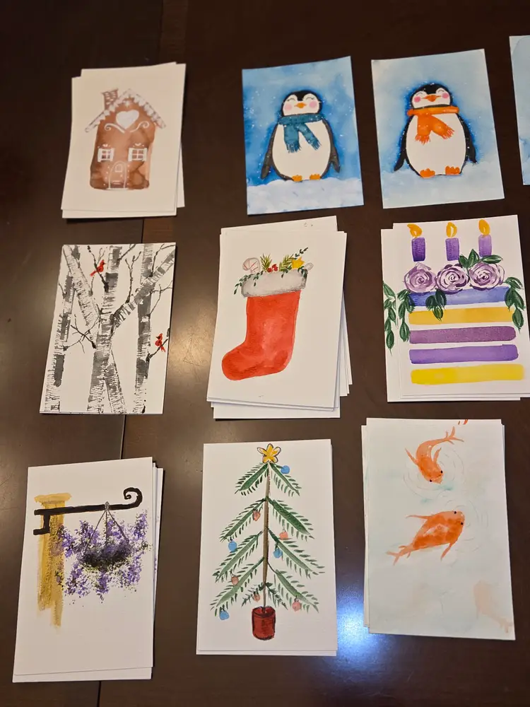 Handpainted Watercolor Cards Mix and Match