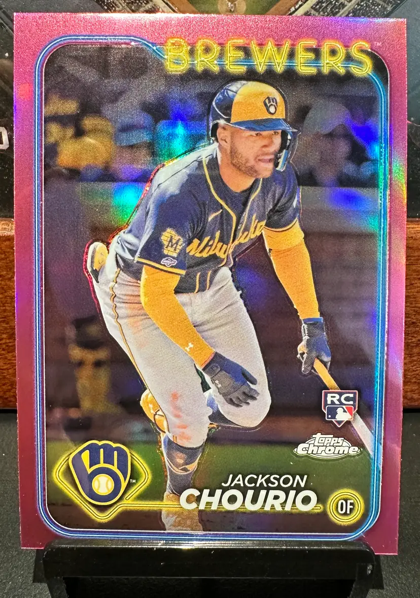 Jackson Chourio Rooke Pink Refractor parallel 2024 Topps Chrome 161 Milwaukee Brewers