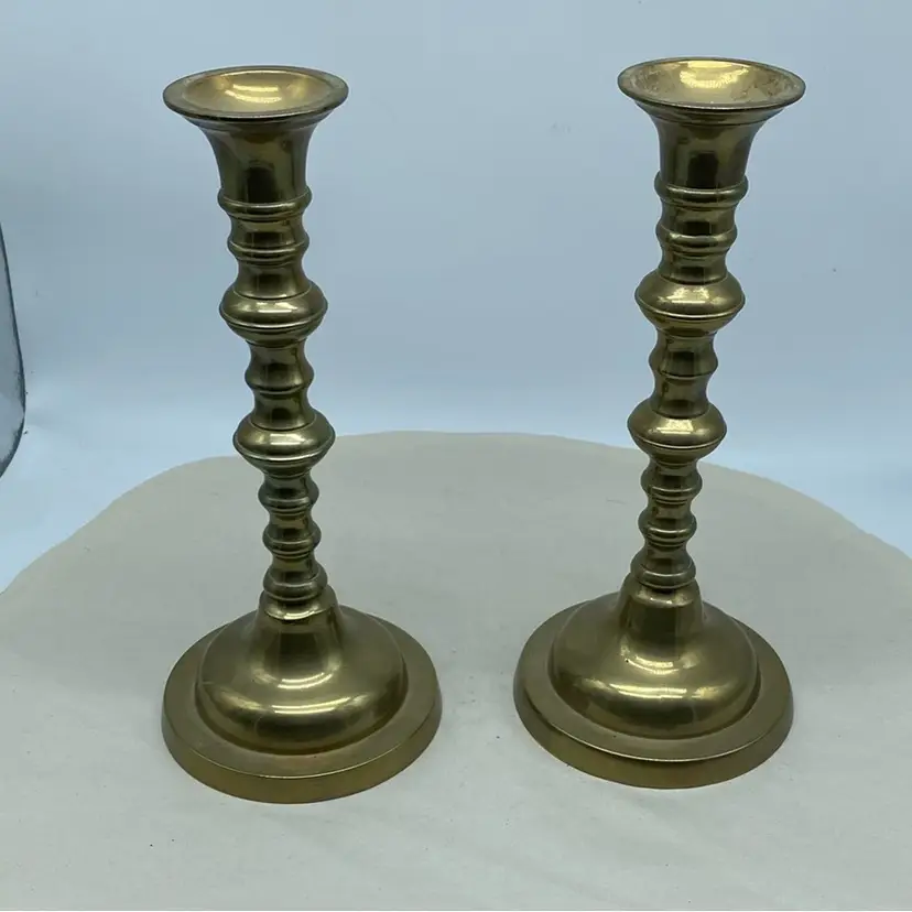 #3509 Pair Vintage Brass Candle Stick Holders