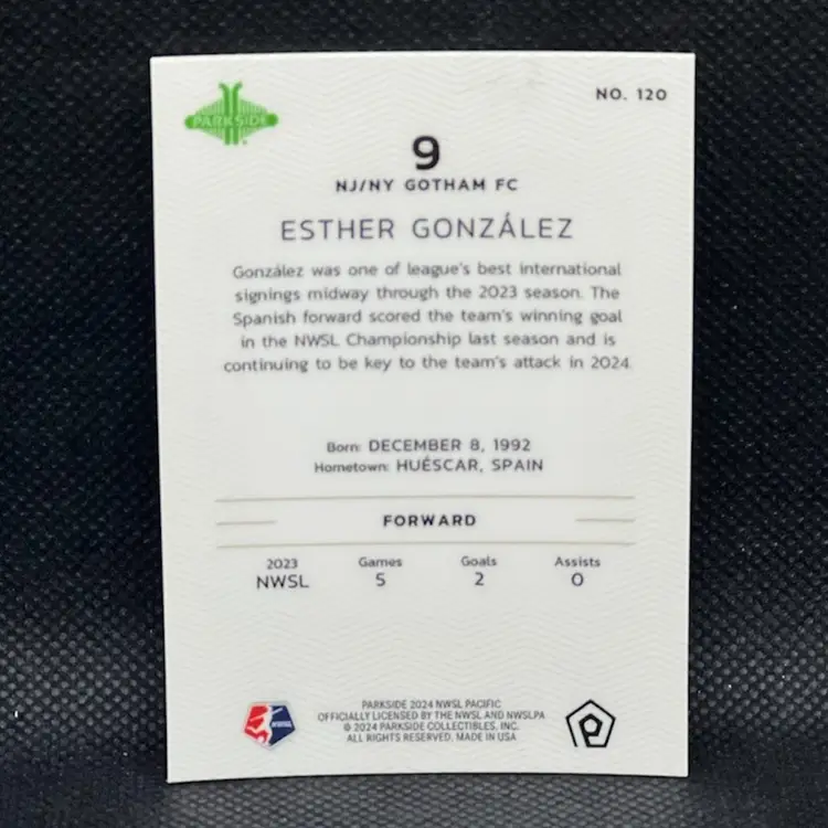 Esther Gonzalez 2024 Parkside Pacific NWSL Pink /25 Gotham FC Soccer Card