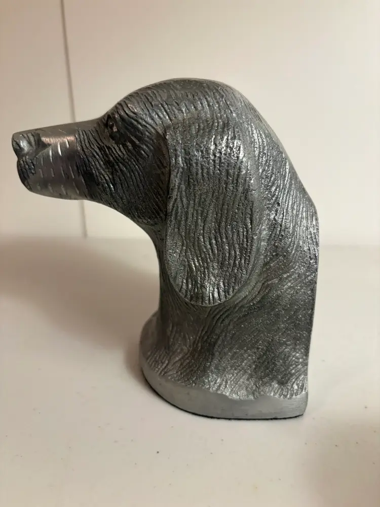 Hunting Dog Birddog Heavy Vtg Silver Pewter Bookend