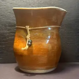 Signed "Mt Dora" Hand-Thrown Pottery Creamer Pitcher – Golden Glaze