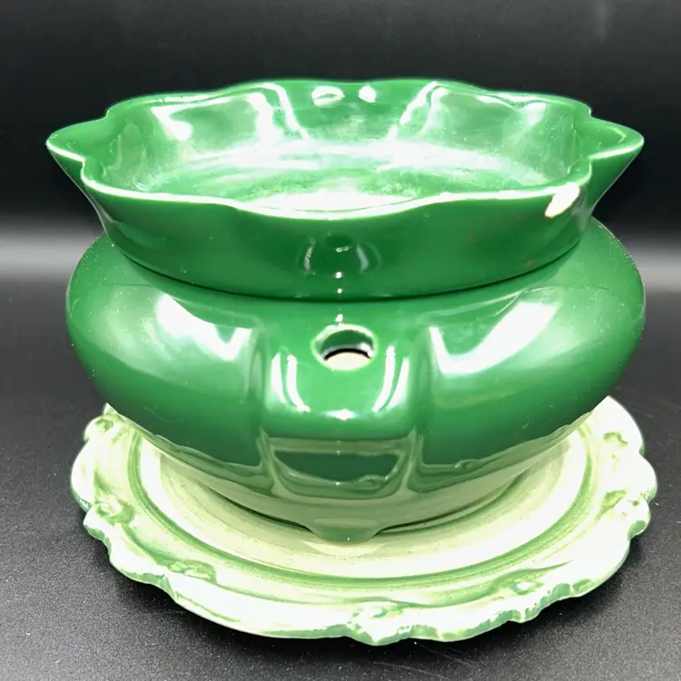 Vintage African Violet Ceramic Two Piece Self-Watering Pot