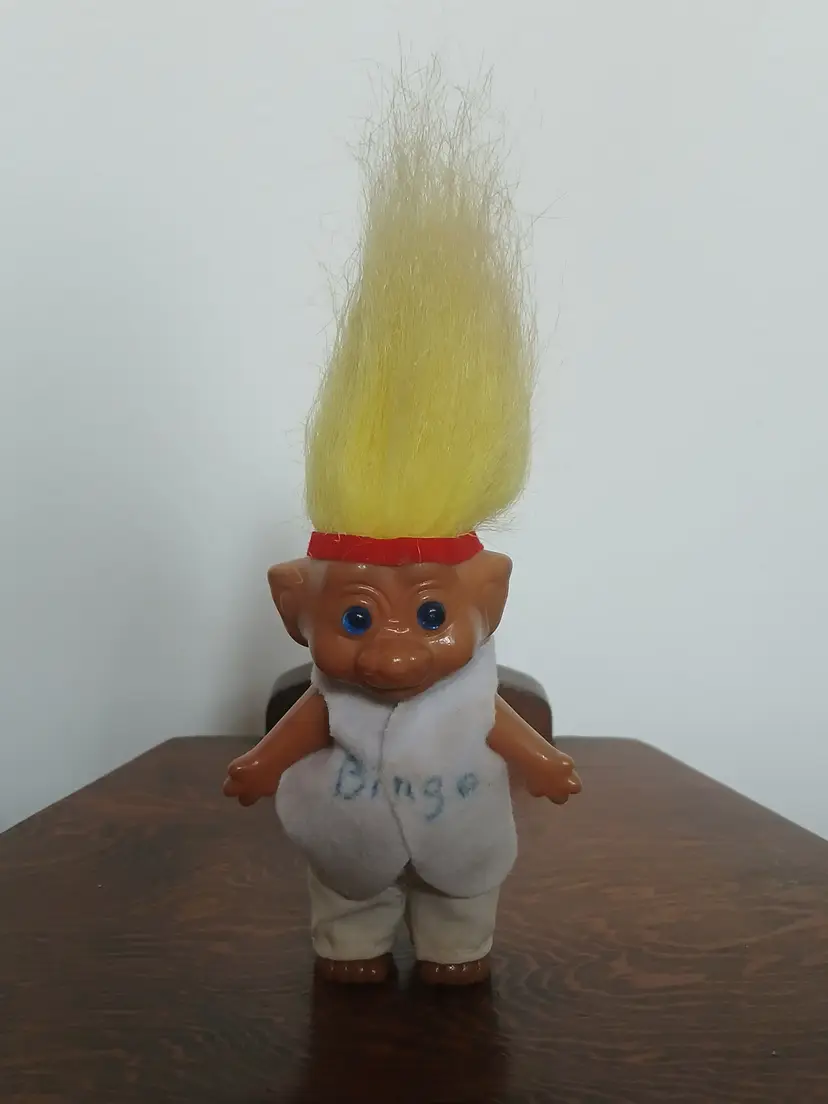 Vintage Troll Doll Doctor Uniform Yellow Hair Blue Eyes Korea 4.5"