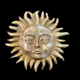 Celestial Sun With Face Signed JPV Sterling Brooch And Pendant