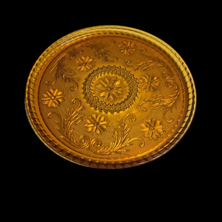 233 Indiana Glass Amber Tiara Sandwich 10 Inch Cake Sandwich Plate