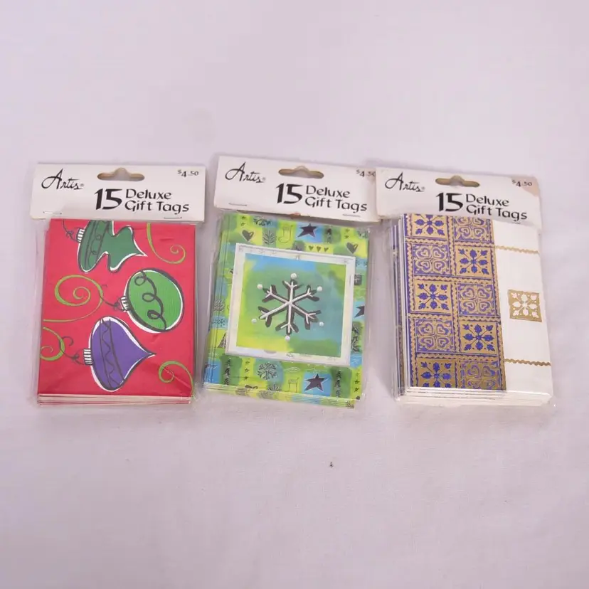 Lot of 3 Vintage Artis Deluxe Gift Tags 15 Per Pack