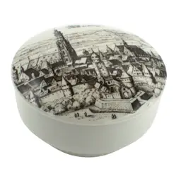 Vintage German Porcelain Trinket Box w/ Lid Altenkunstadt Nordlingen City Scene