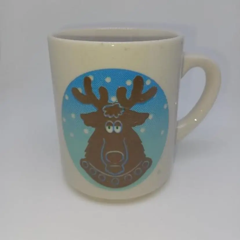 Dennys Reindeer Heat Activated Color Changing Christmas Mug, 1990’s Vintage