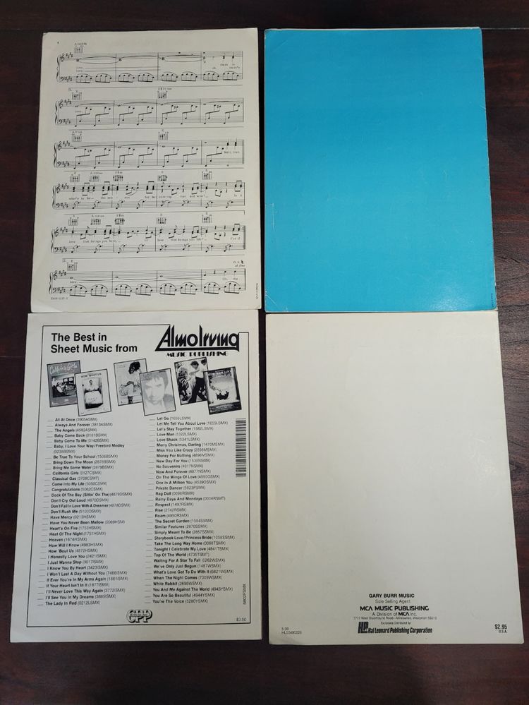 Set of 8 sheet music pieces.