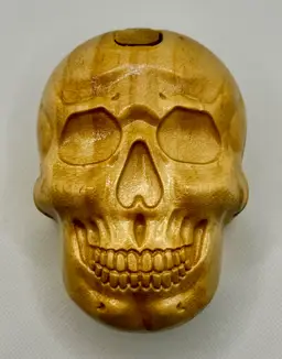 Wooden Skull Puzzle Box, Handcrafted Rustic Decor, By Smokezilla, Made In China, Brand New