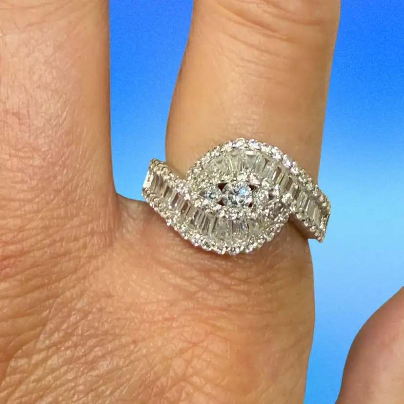 Bella Luce Designer Rhodium Over Sterling Silver CZ Ring Size 7, 4.1g