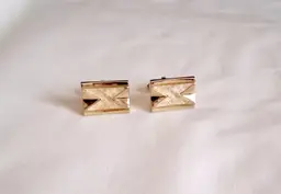 Vintage Gold‑Tone Rectangular Cufflinks – Textured Geometric Design