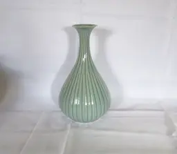 Asian Celadon Mint/Teal Green Pottery Vase 9.5"