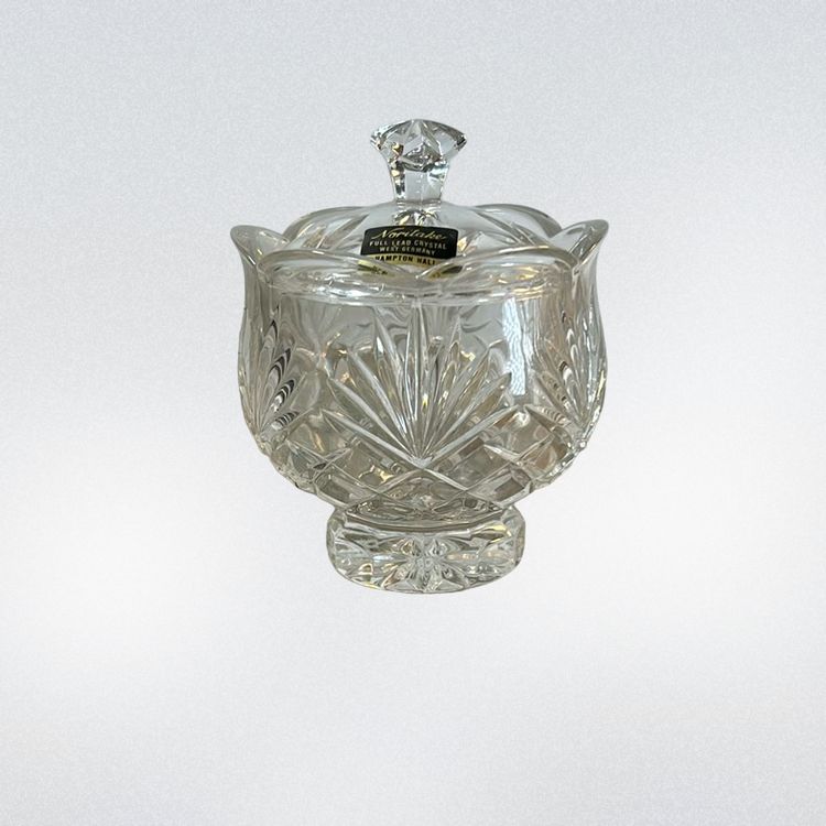 24 Vintage Mortals Hampton Hall full Lead Crystal Creamer/ Sugar With Lid
