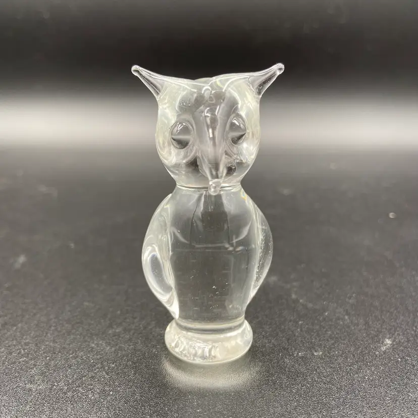 Vintage clear glass owl figurine