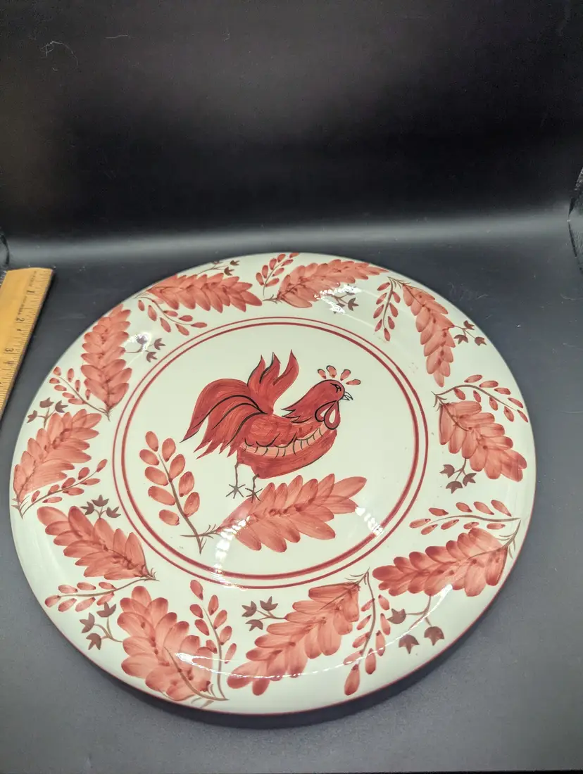 Lovely Rooster Design Platter in Red and White Design Maker Unknown