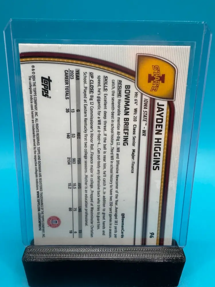 Jayden Higgins 1st Bowman Chrome U Sapphire Houston Texans