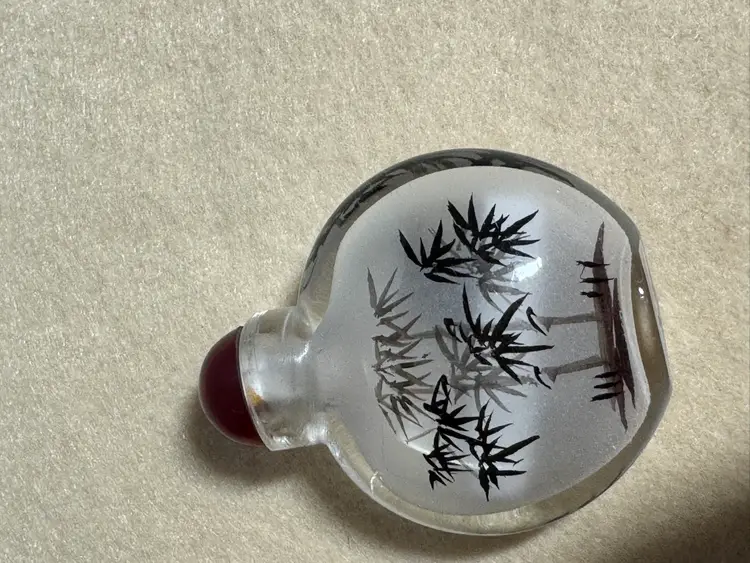 Reverse Painted Snuff Bottle With Bamboo Motif