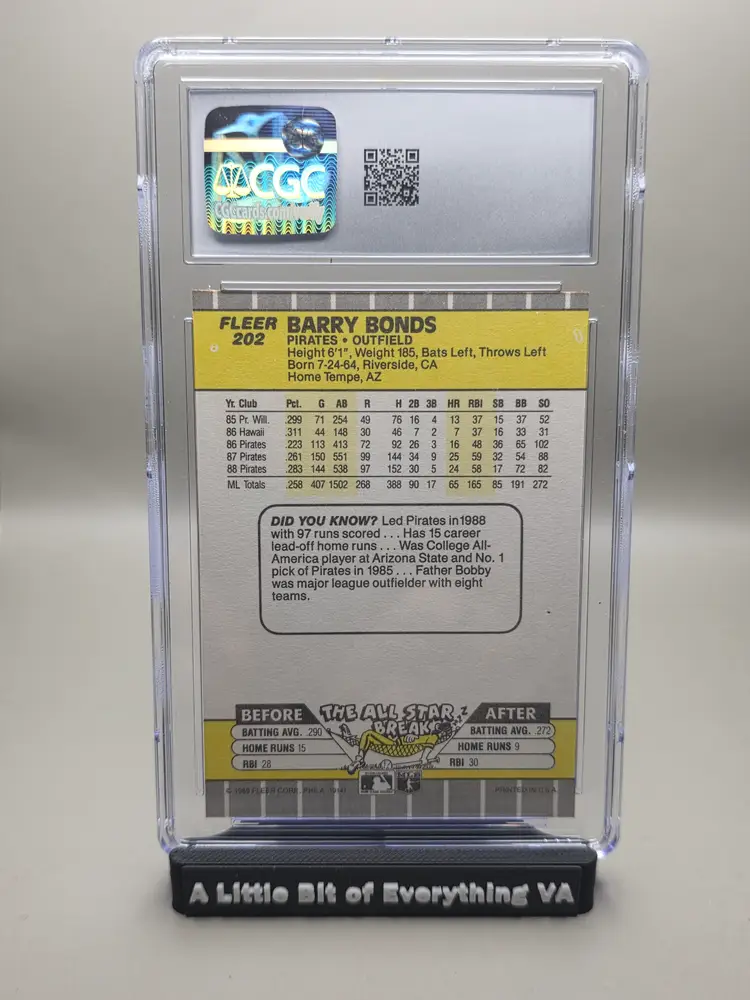 Barry Bonds #202 1989 Fleer CGC 8