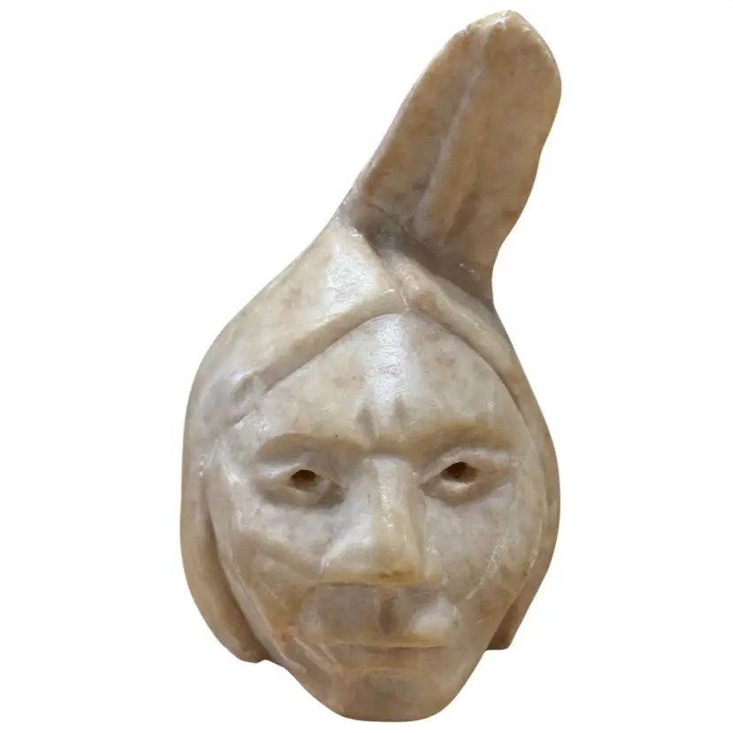 Alabaster Hand Carved Native American bust
